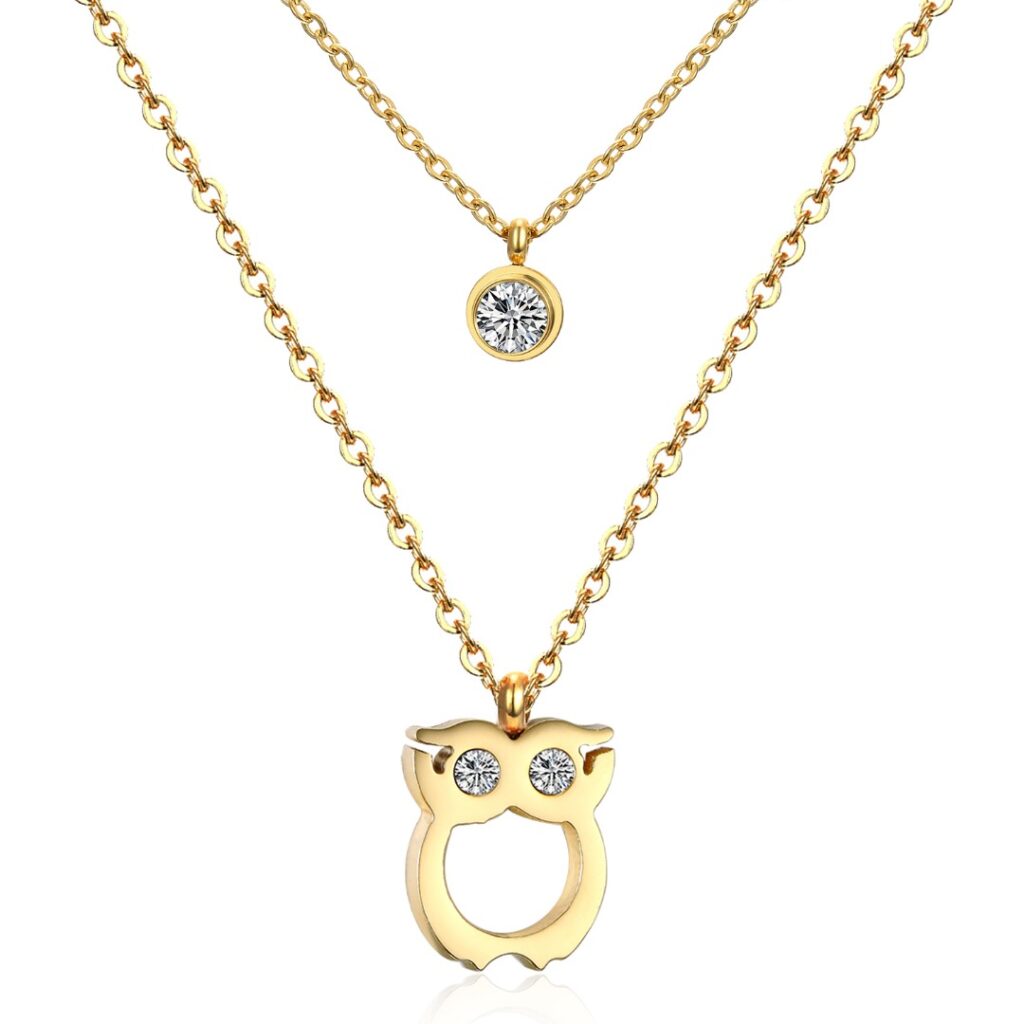 layered owl pendant necklace