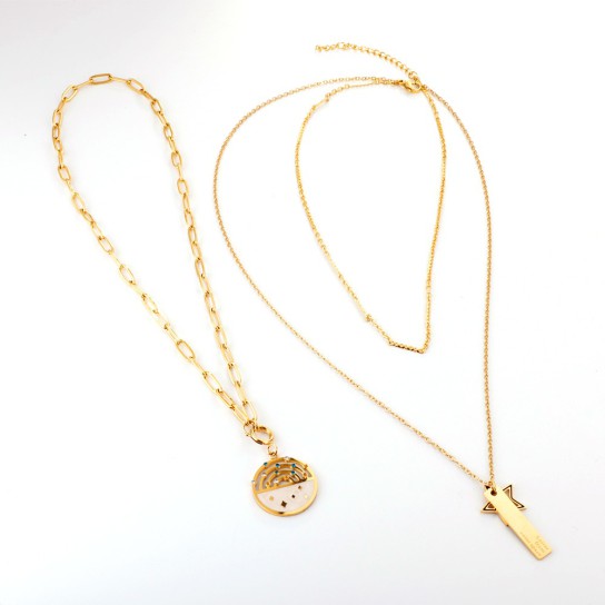 layered Star pendant gold necklace