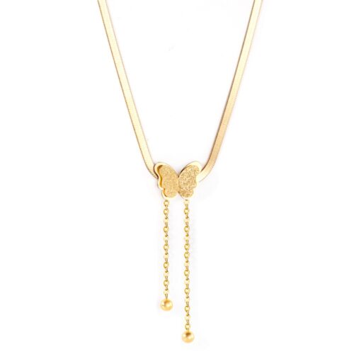 butterfly pendant gold plated necklace
