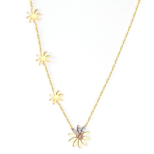 multi flower gold plated necklace