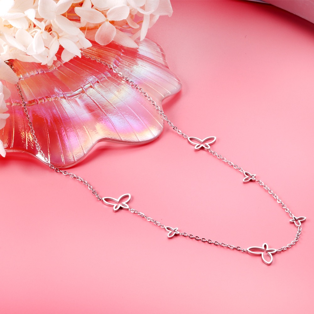 Butterfly silver necklace for women
