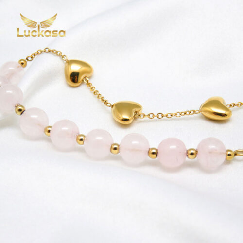 Baby Pink Pearl Bracelet with hearts