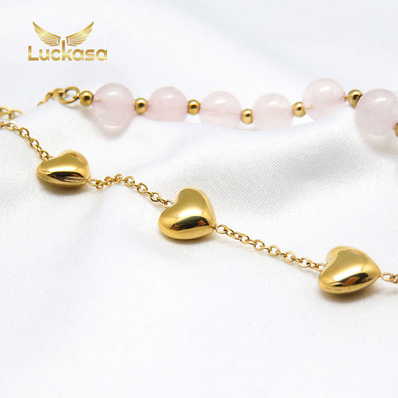 Baby Pink Pearl Bracelet with hearts